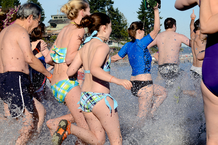 A hardy crowd of Seattleites rang in the new year in chilly