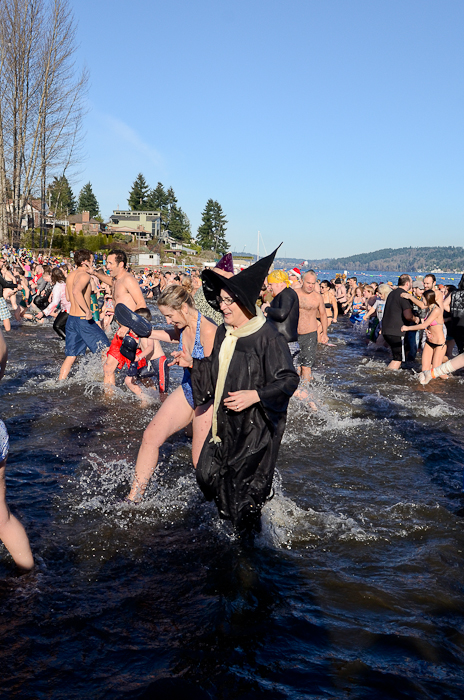A hardy crowd of Seattleites rang in the new year in chilly