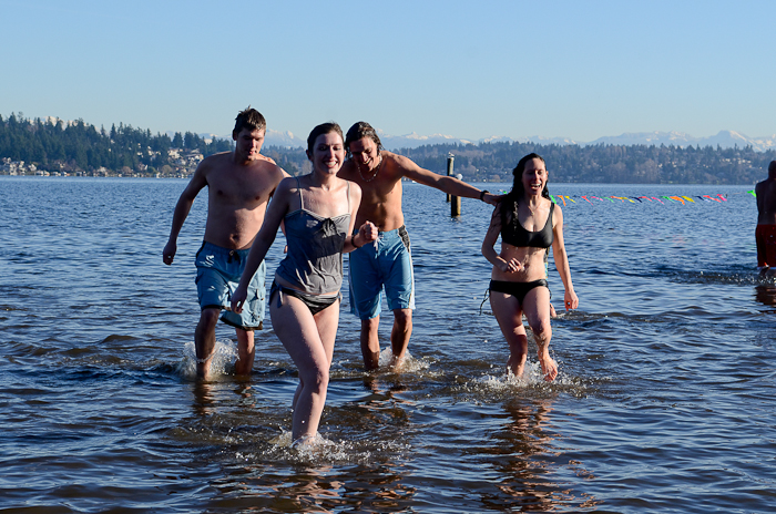 A hardy crowd of Seattleites rang in the new year in chilly