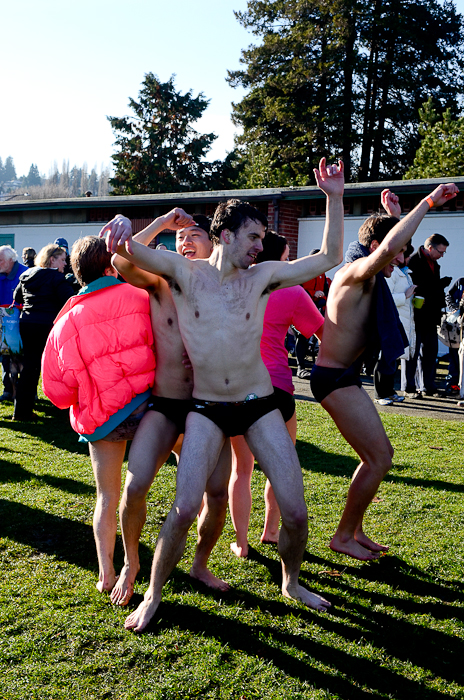 A hardy crowd of Seattleites rang in the new year in chilly