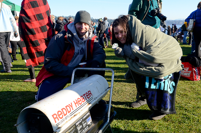A hardy crowd of Seattleites rang in the new year in chilly