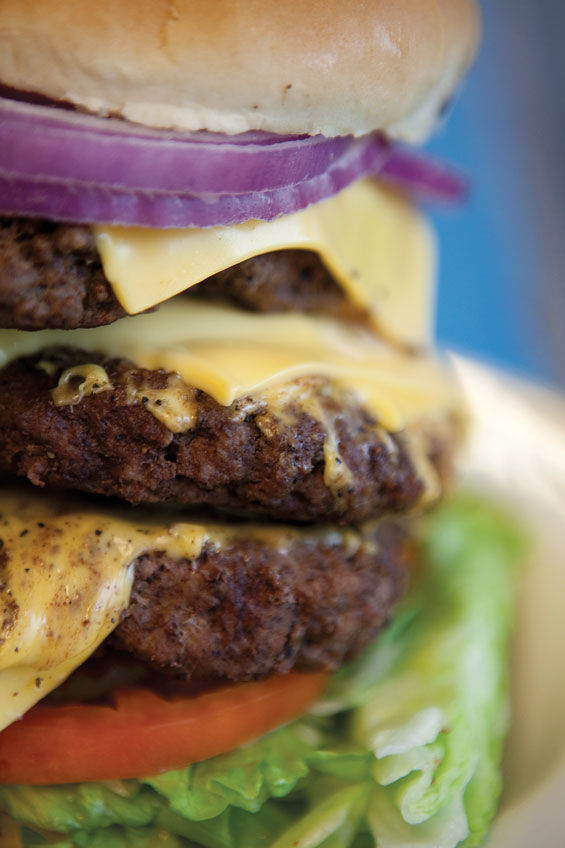 Close up with the Wingfield's triple burger, for  the Awesome Cheap Eats of Dallas