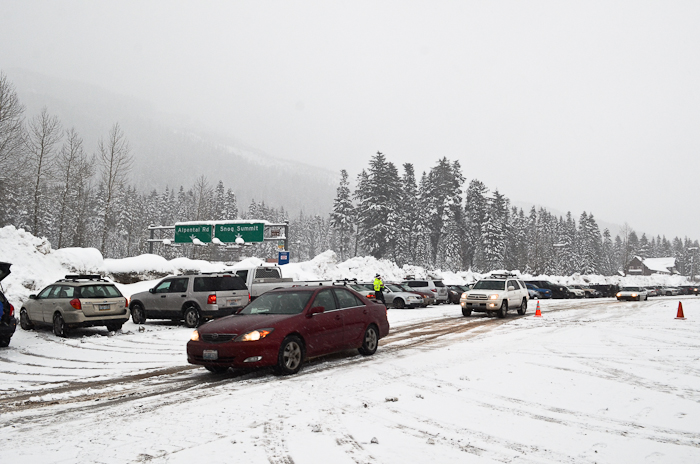 After watching snow fall only to be washed away by rain for