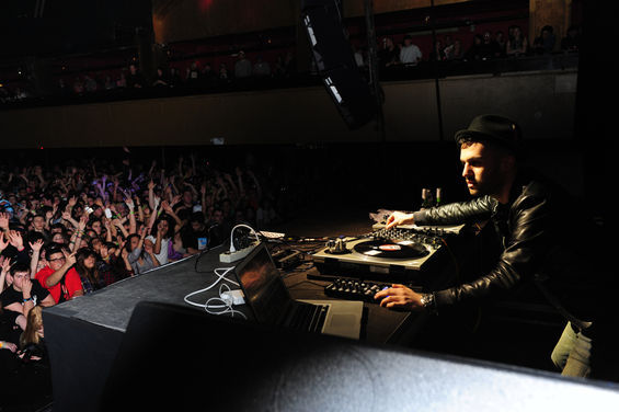 On Friday, February 3, DJ A-Trak and Spank Rock joined Dubstep's most famous haircut for a concert at Roseland Ballroom in New York. See more photos of Skrillex and A-Trak at Roseland Ballroom.