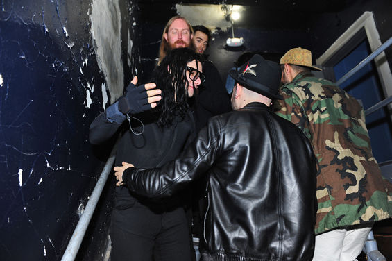 On Friday, February 3, DJ A-Trak and Spank Rock joined Dubstep's most famous haircut for a concert at Roseland Ballroom in New York. See more photos of Skrillex and A-Trak at Roseland Ballroom.