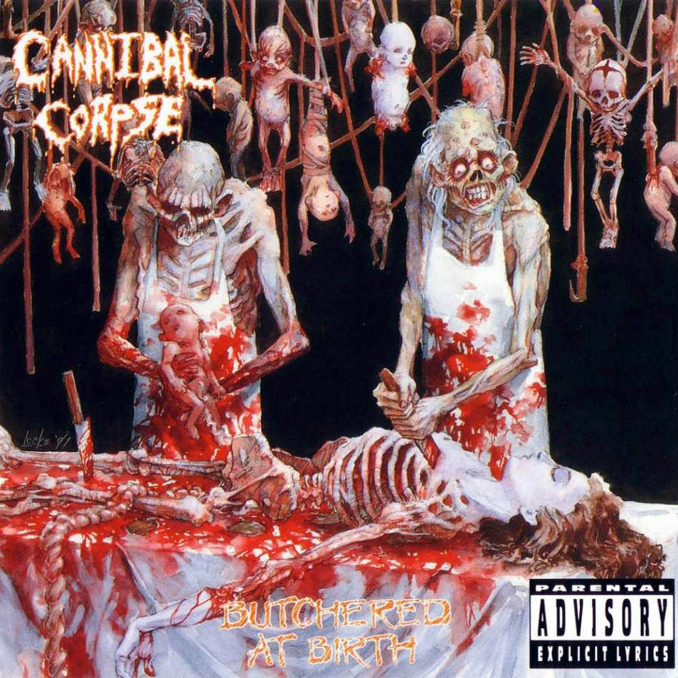 Cannibal CorpseButchered At Birth (1991)Future album covers by these Buffalo death-metal pioneers would actually be gorier and more explicit. But we find this album cover scariest, as it addresses the mystery meat in our school lunches all those years ago...What?! That's not our lunch lady?