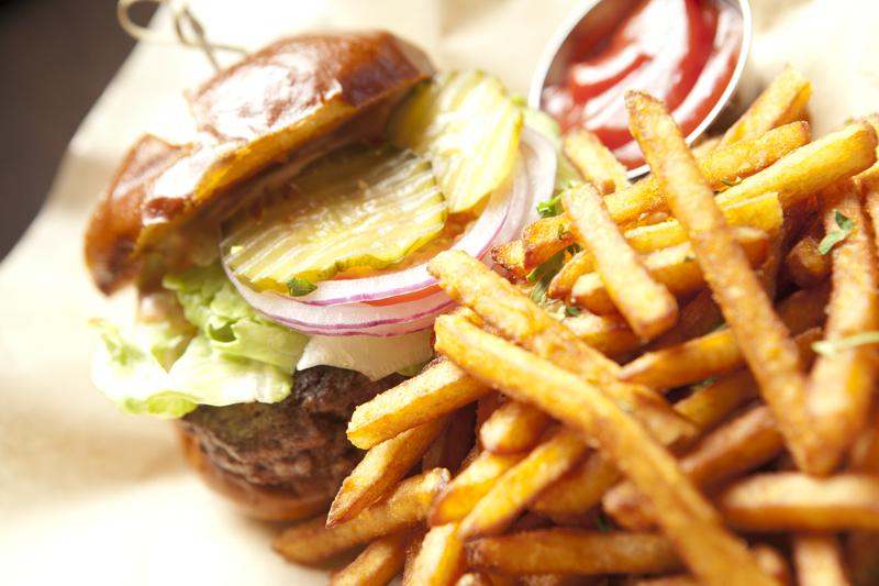 Burger with house fries