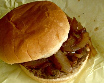 A burger from Kay's Finding the Fair's Best Onion Burger