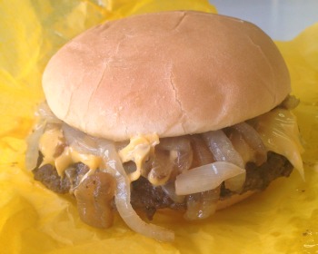 A burger from Louie's Finding the Fair's Best Onion Burger