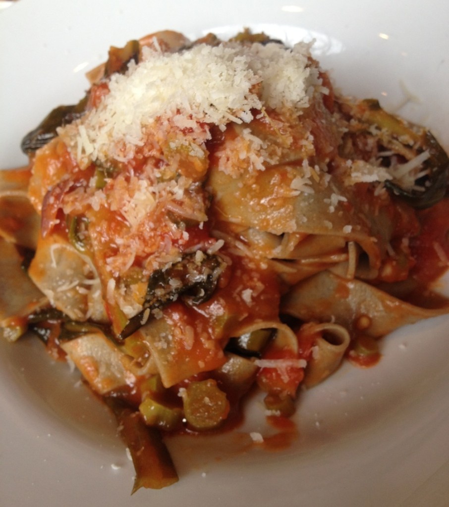 Barley papardelle with cabbage sprouts at Il Corvo