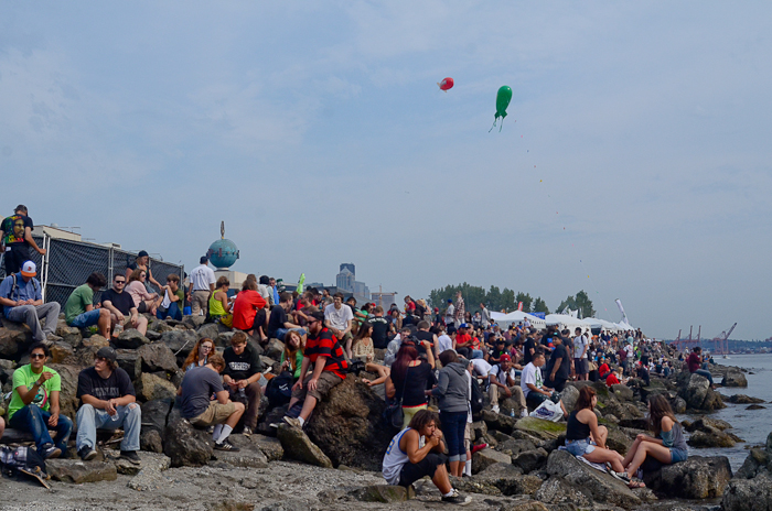 Many chose to enjoy a bowl on the rocks and small beaches along the waterfront.