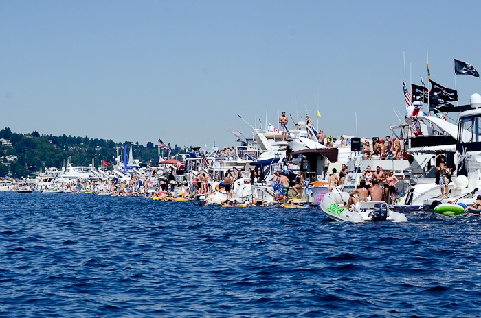 The log-boom along the far side of the course.