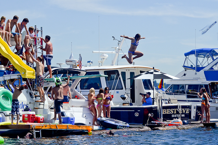 Between events people found ways to entertain themselves on the lake.