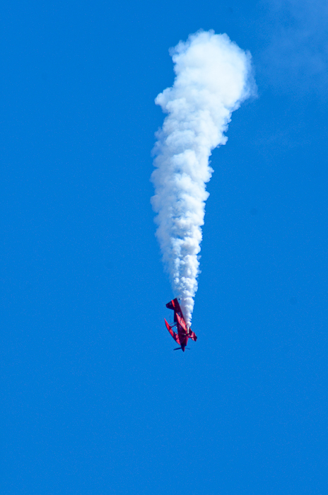 Sean Tucker from Team Oracle in his aerobatic Bi-Plane