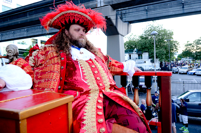 Capn' Kidd aboard the Moby Duck, the Pirates' trusty vessel.