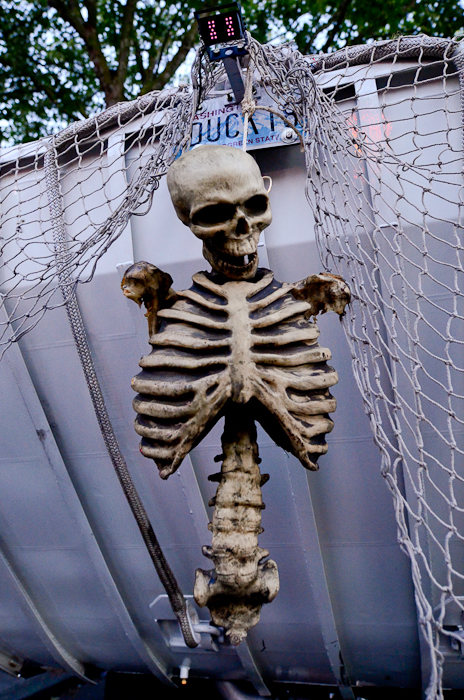 A grizzly figurehead on the commandeered duck 18.