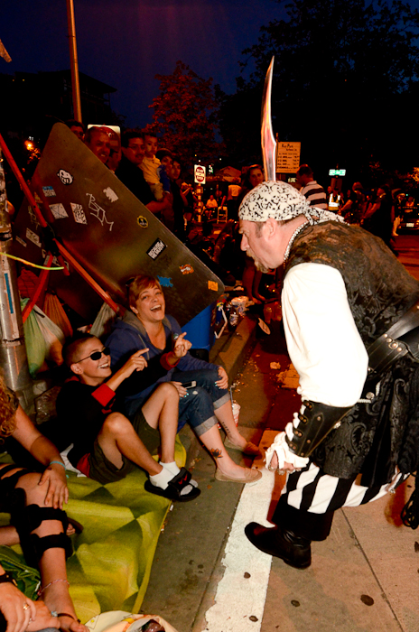 The Seafair Pirates sailed through downtown Seattle along 4th Avenue surprisin', delightin',