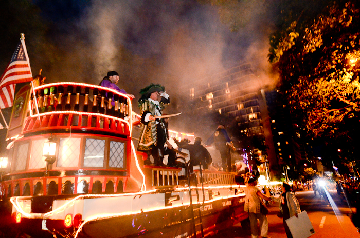 Davy Jones standin' along the rail of his ship.