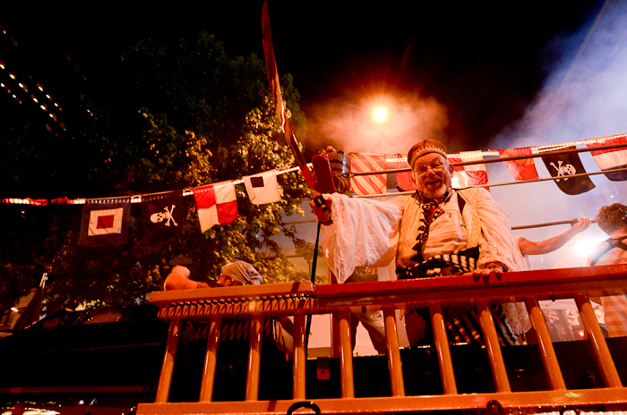 The Seafair Pirates sailed through downtown Seattle along 4th Avenue surprisin', delightin',