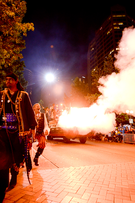 The cannons fire, breakin' any silence left in tha night.