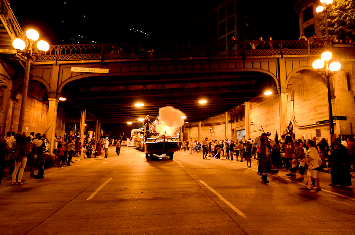 The Seafair Pirates sailed through downtown Seattle along 4th Avenue surprisin', delightin',