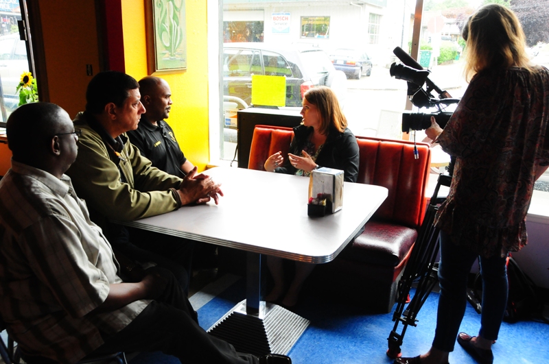 Dana Rebik and Erika Wutherich from Channel 13 interview Hayes, Manning and Bell.