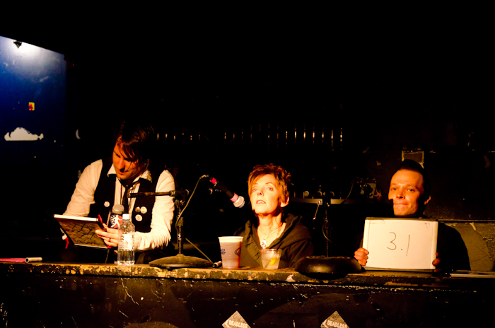 The judges (left to right): Hot Lixx Hulahan, local comedian Cathy Sorbo, and Nicky Nightmare of the band Bloodclot.