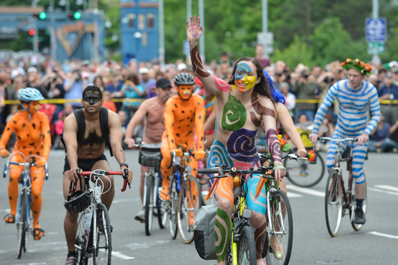 Buck-naked bikers, painted exhibitionists, and nude superheroes abounded at Fremont's annual Solstice