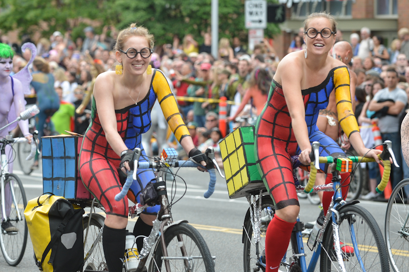 Buck-naked bikers, painted exhibitionists, and nude superheroes abounded at Fremont's annual Solstice