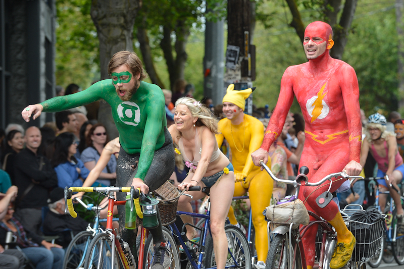 Buck-naked bikers, painted exhibitionists, and nude superheroes abounded at Fremont's annual Solstice