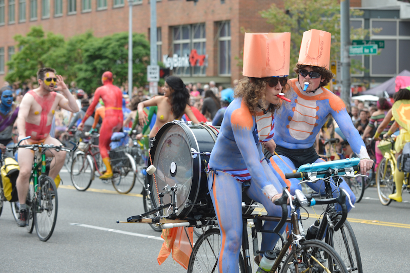 Buck-naked bikers, painted exhibitionists, and nude superheroes abounded at Fremont's annual Solstice