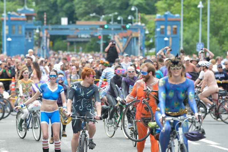 Buck-naked bikers, painted exhibitionists, and nude superheroes abounded at Fremont's annual Solstice