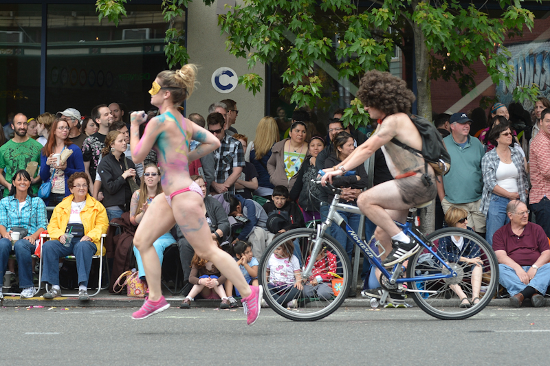 Buck-naked bikers, painted exhibitionists, and nude superheroes abounded at Fremont's annual Solstice