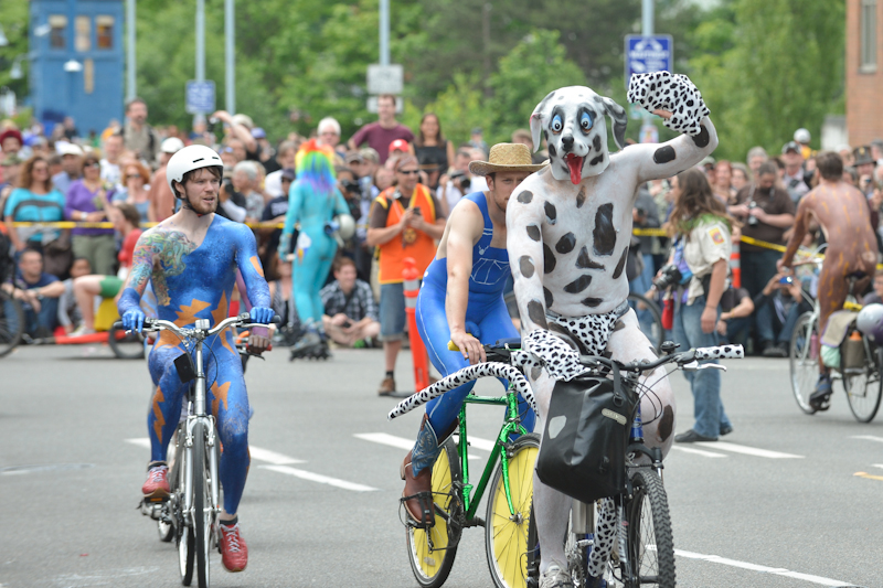 Buck-naked bikers, painted exhibitionists, and nude superheroes abounded at Fremont's annual Solstice