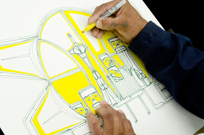 During the Rally artist Will Foulkes expressed support by working on this piece-in-progress.