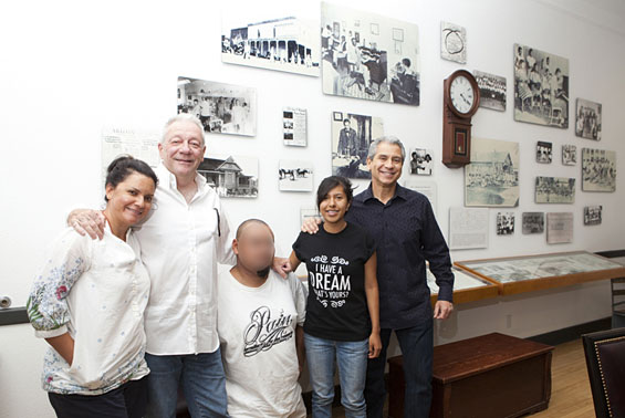Xico artists at the New Times office in Phoenix. From left: Irma Sanchez, Village Voice Media Executive Editor Michael Lacey, El Podrido and Joe Ray.