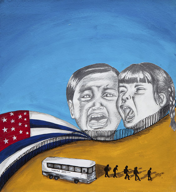 Cynthia Flores, Collateral Damage.Cynthia Flores describes herself as an artist by vocation, modernist by inspiration, Mexican by conviction and entrepreneur by motivation. She splits her time between Phoenix and Baja California