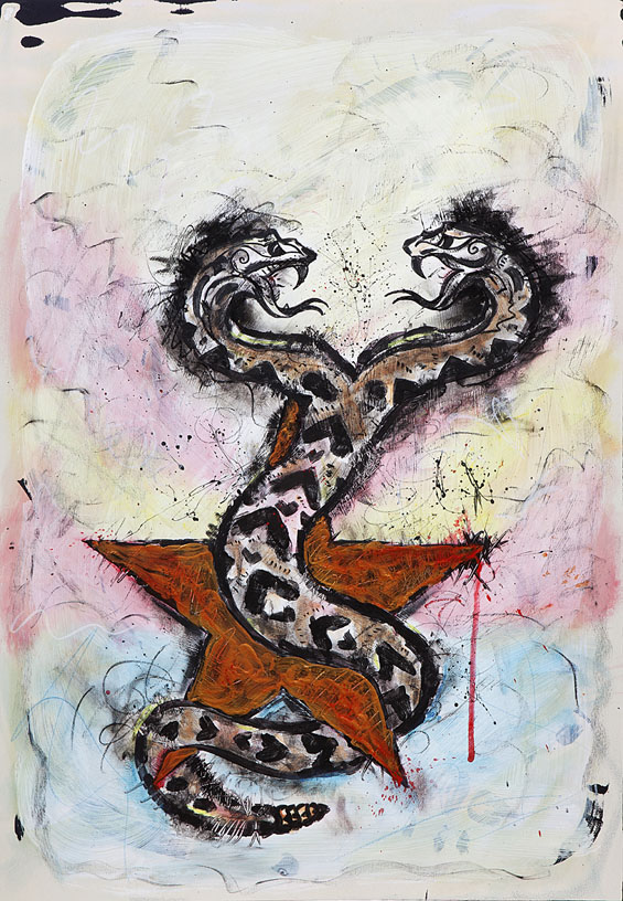 Joe Ray, untitled.Joe Ray is a painter and printmaker whose work mostly reflects a bi-cultural perspective formed by the Arizona and Mexico regions. He has been in the design, advertising, and marketing field for almost 30 years.