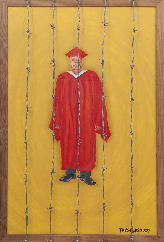 Reggie Casillas, Educated Immigrant.Reggie Casillas was born in south Phoenix and exposed to the arts and his Hispanic heritage at a young age. Growing up as the son of a prominent artist and a highly motivated mother, he learned to incorporate his life experiences into his art to create pieces that are visually striking with a story to tell.