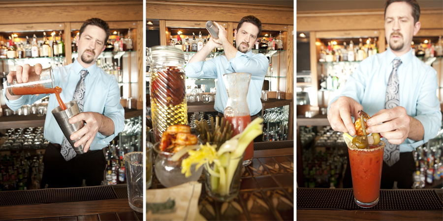 Eric Bemis making the Chuckanut Manor Signature Bloody Mary.