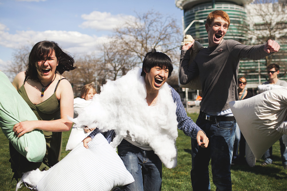 Pillow-warrior friends Russ Garwood, Amir Megmedagic, and Joshua Sacks planned Seattle's International