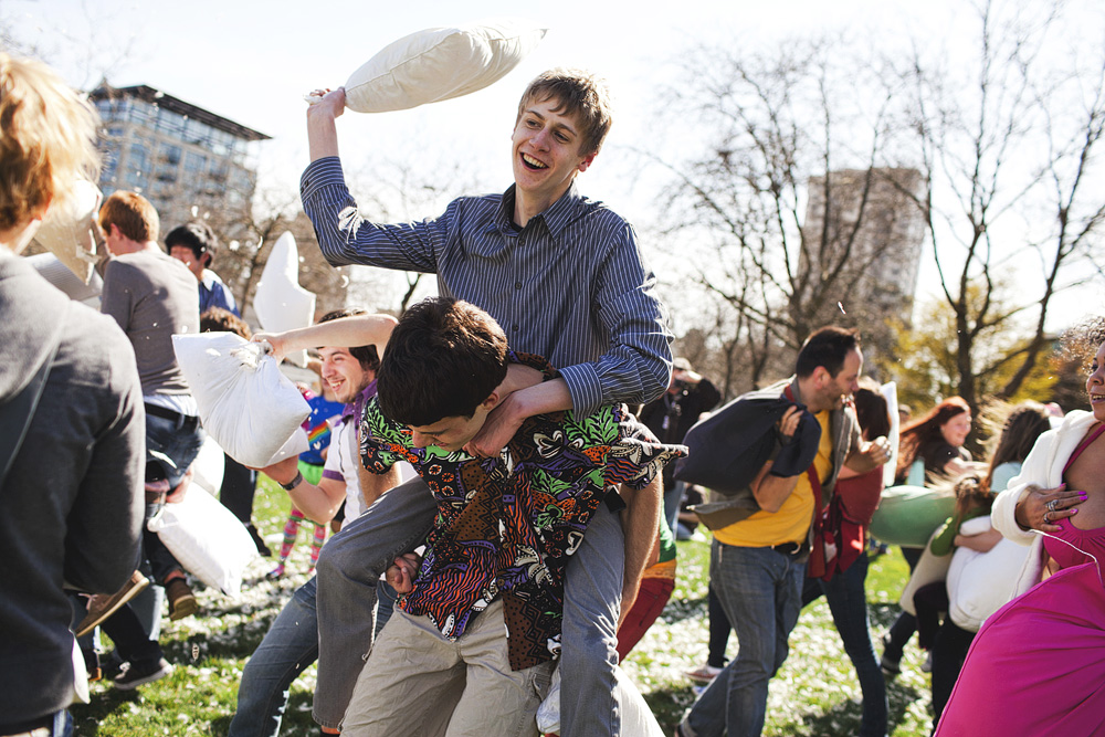 Pillow-warrior friends Russ Garwood, Amir Megmedagic, and Joshua Sacks planned Seattle's International