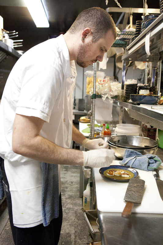 Chef Jason plating up the grilled cheese.