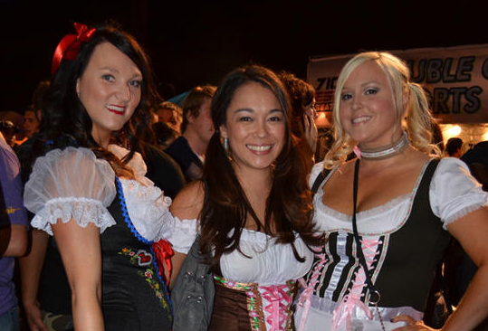 Folks got together a month early to celebrate Oktoberfest.  There is never a wrong time for beer, lederhosen and dirndls.