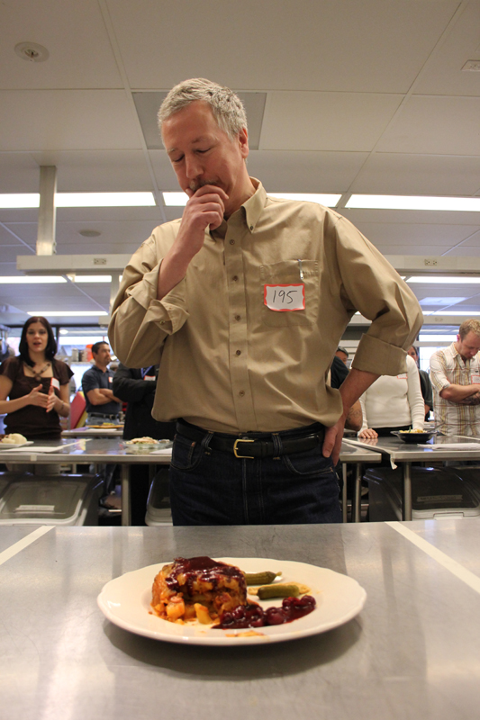 Howard contemplating his dish and wondering if he'll make the cut.