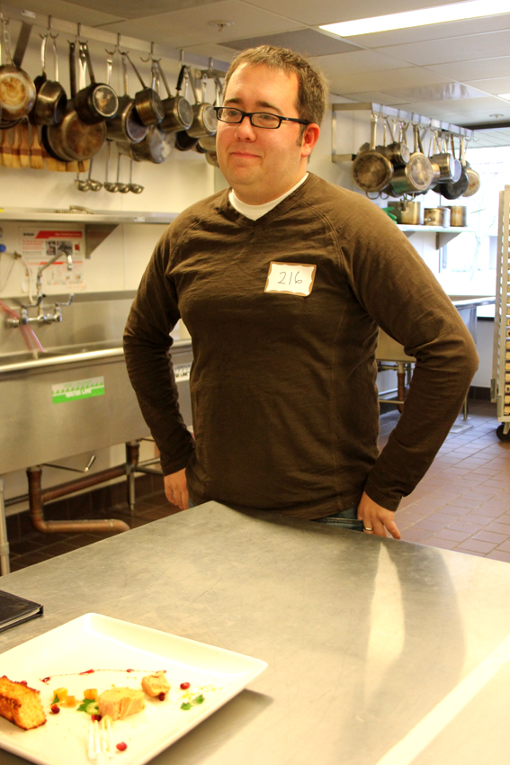 Thayn talking about his dish.