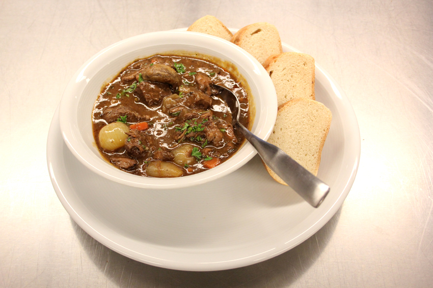 Beef Burgundy by Gabrielle.  Gabrielle made a deal with her parents that if she made it past the casting call she wouldnaE™t have to complete her four year degree. When asked what sparked the deal in the first place she said she went to school for business and soon realized it was real hard. Cooking has always been her passion and she wanted to go to culinary school but her parents told her she had to get a four year degree first for something to fall back on. My mom doesn't think culinary school is real school.