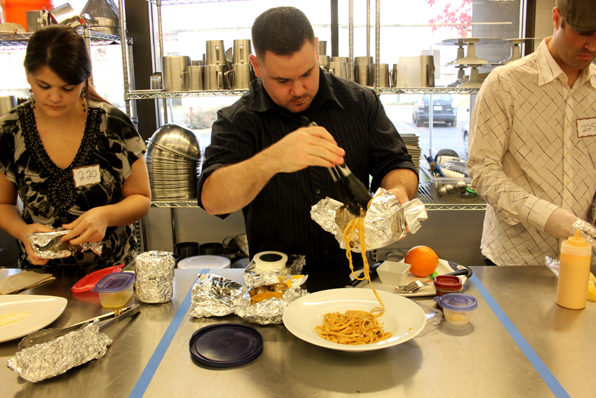 Thai Fettuccine with Grilled Ciabatta bread and Tomato Soup, by John.  He cooked this dish because it is a hardy dish with all four food groups.  John is a self taught cook. If John won Master Chef, he would become a private chef, cooking meals for people within their home.