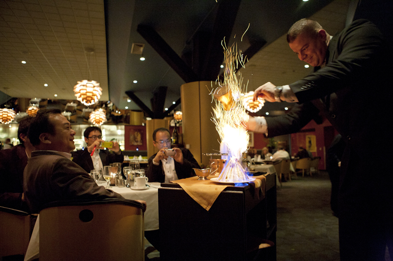 A dining experience can nearly always be improved by ice cream,meringue and fire.