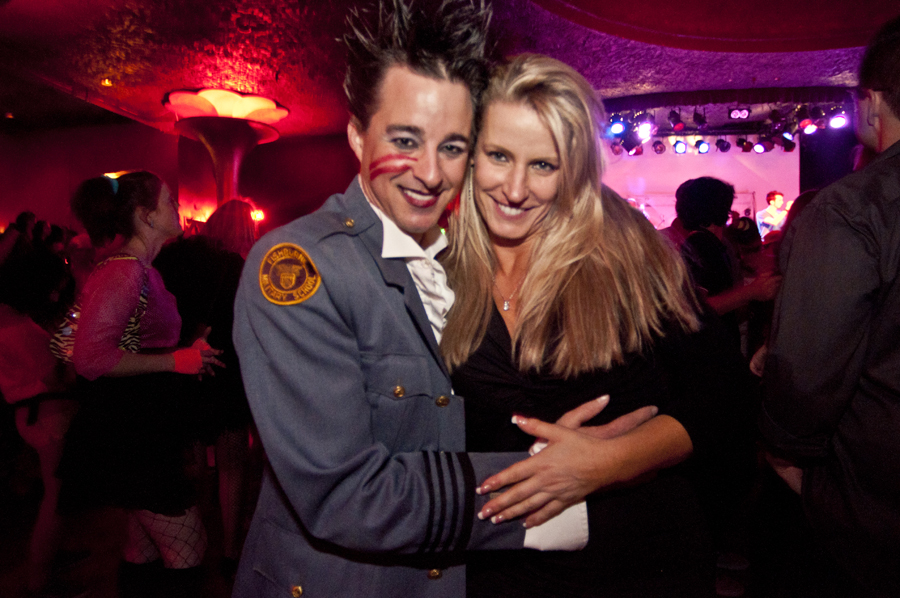 If I had to take a guess I'd say he was dressed as Adam Ant! Or maybe he just has awesome throwback style.